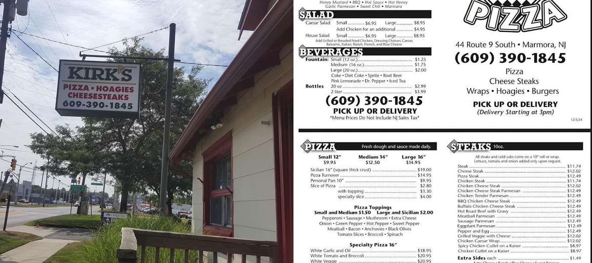 Kirk's Pizzeria Menu